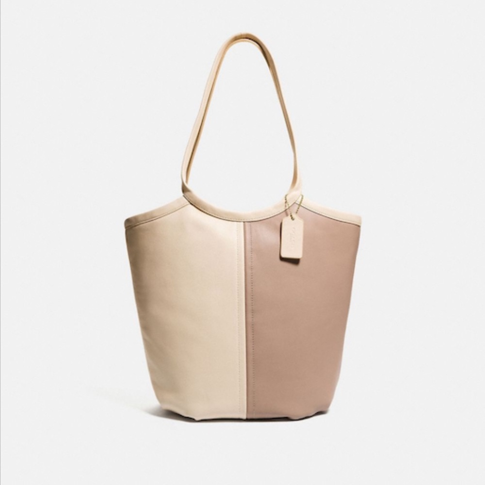 Coach Bea Colorblock Leather Tote | Ivory & Taupe | NEW